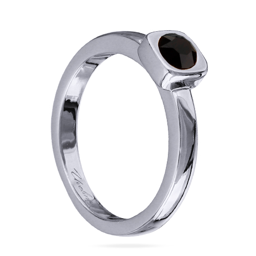 Кольцо Теннис (кристаллы SW черные 4мм; покрытие родий)