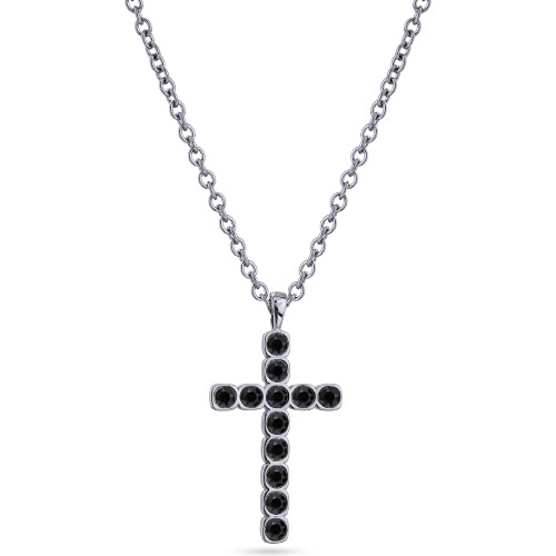 Кулон Теннис (кристаллы SW черные 4мм; покрытие родий) 50-55см