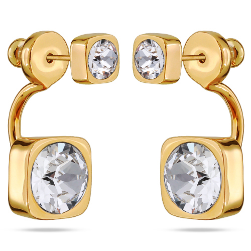 Серьги Теннис (кристаллы SW белые 4мм и 8мм; покрытие золото)