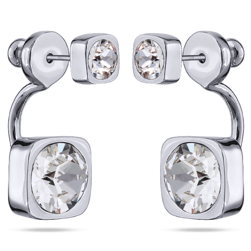 Серьги Теннис (кристаллы SW белые 4мм и 8мм; покрытие родий)