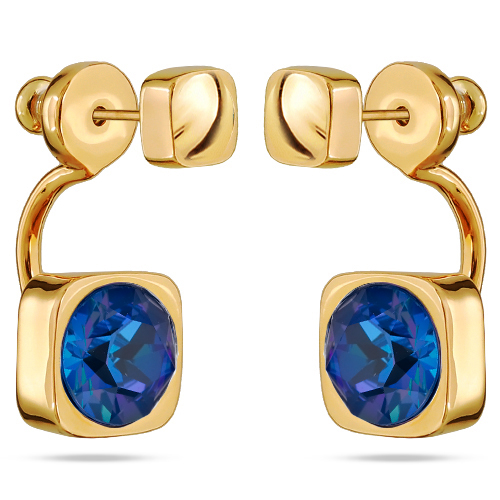 Серьги Теннис (кристаллы SW королевский синий 8мм; покрытие золото)