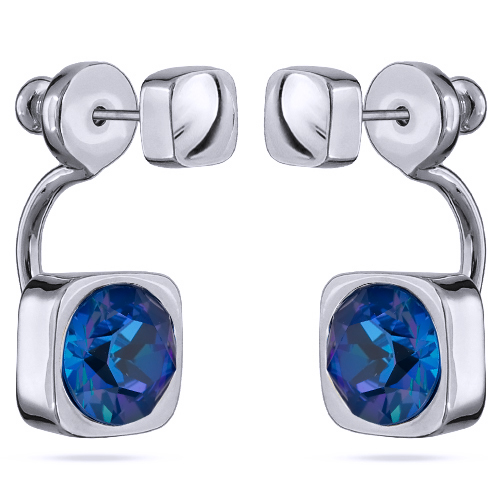 Серьги Теннис (кристаллы SW королевский синий 8мм; покрытие родий)