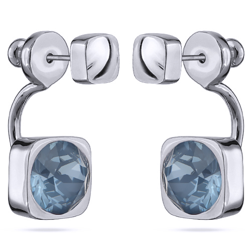 Серьги Теннис (кристаллы SW байкальский лед 8мм; покрытие родий)