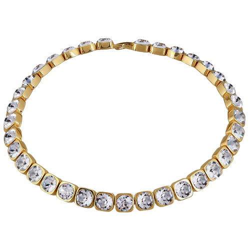 Колье Теннис (кристаллы SW белые 8мм; покрытие золото) 37-40см