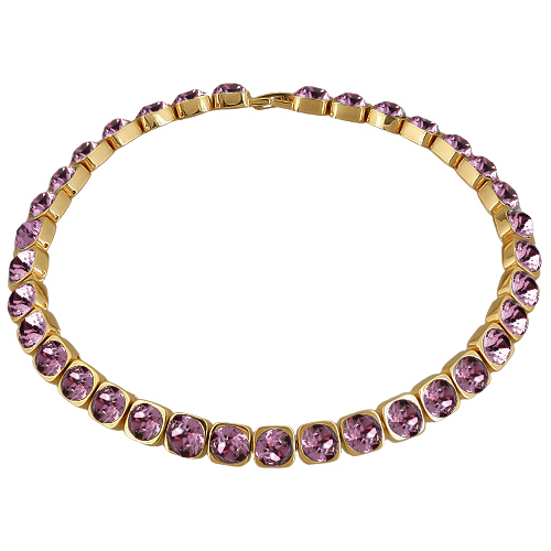 Колье Теннис (кристаллы SW аметист 8мм; покрытие золото) 37-40см