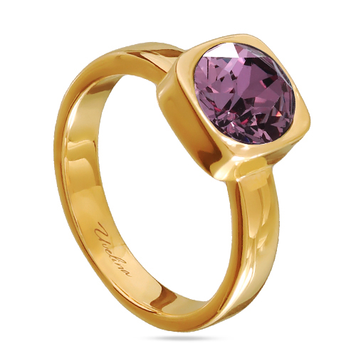 Кольцо Теннис (кристаллы SW аметист 8мм; покрытие золото)