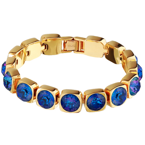 Браслет Теннис (кристаллы SW королевский синий 8мм; покрытие золото) 17-19см