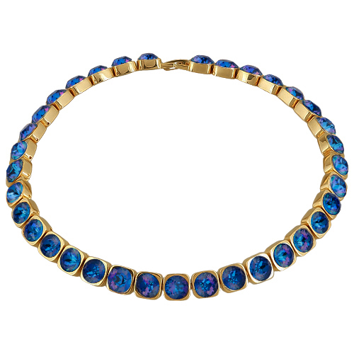 Колье Теннис (кристаллы SW королевский синий 8мм; покрытие золото) 37-40см