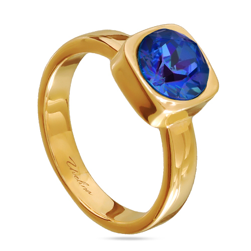 Кольцо Теннис (кристаллы SW королевский синий 8мм; покрытие золото)