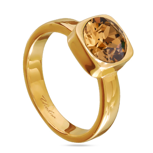 Кольцо Теннис (кристаллы SW дымчатый топаз 8мм; покрытие золото)