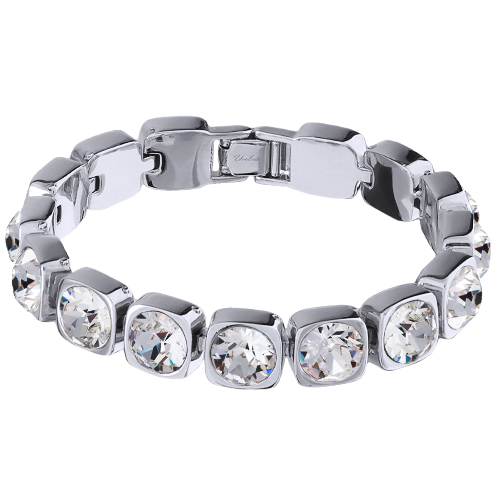 Браслет Теннис (кристаллы SW белые 8мм; покрытие родий) 17-19см