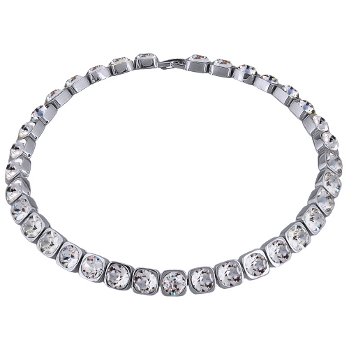 Колье Теннис (кристаллы SW белые 8мм; покрытие родий) 37-40см