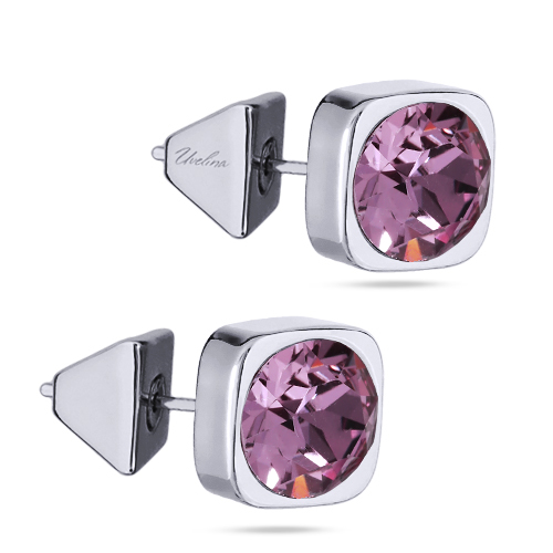 Пусеты Теннис (кристаллы SW аметист 8мм; покрытие родий)