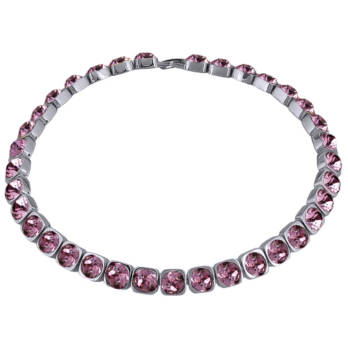 Колье Теннис (кристаллы SW аметист 8мм; покрытие родий) 37-40см