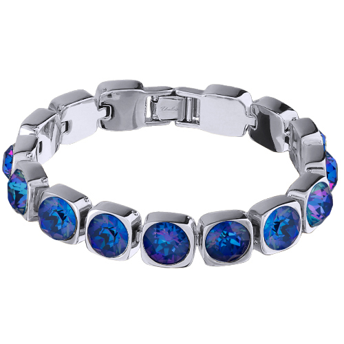 Браслет Теннис (кристаллы SW королевский синий 8мм; покрытие родий) 17-19см