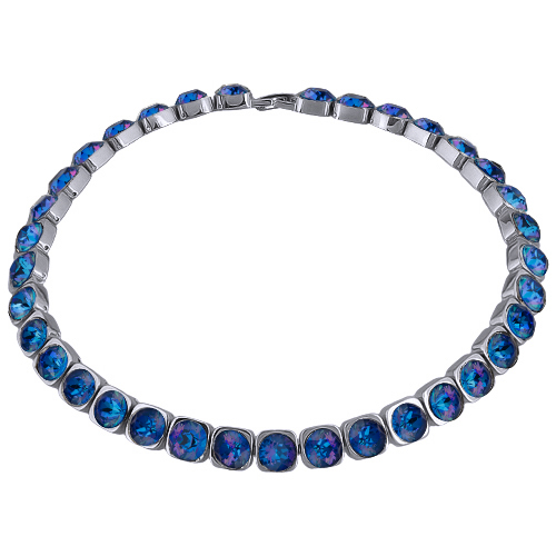 Колье Теннис (кристаллы SW королевский синий 8мм; покрытие родий) 37-40см