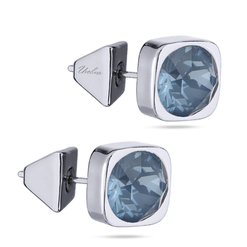 Пусеты Теннис (кристаллы SW байкальский лед 8мм; покрытие родий)