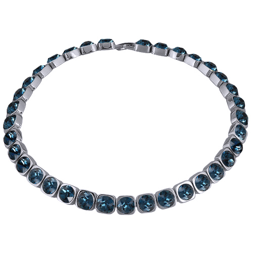 Колье Теннис (кристаллы SW темно-синие 8мм; покрытие родий) 37-40см