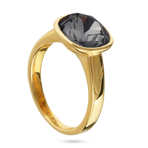 Кольцо Триумф (кристаллы SW темно-серые 10мм; покрытие золото)