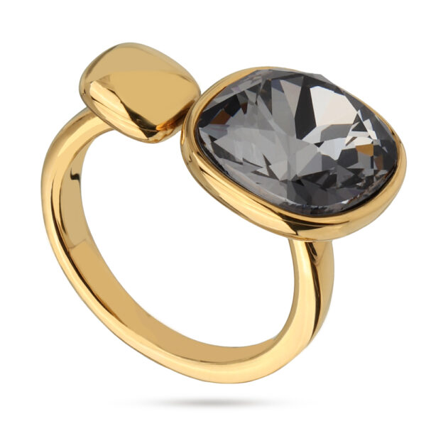 Кольцо Триумф (кристаллы SW темно-серые 12мм; покрытие золото)