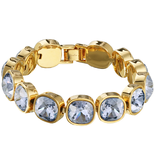 Браслет Триумф (кристаллы SW серо-голубые 10мм; покрытие золото) 17-20см