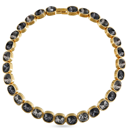 Колье Триумф (кристаллы SW серые, темно-серые 10мм; покрытие золото) 38-42см