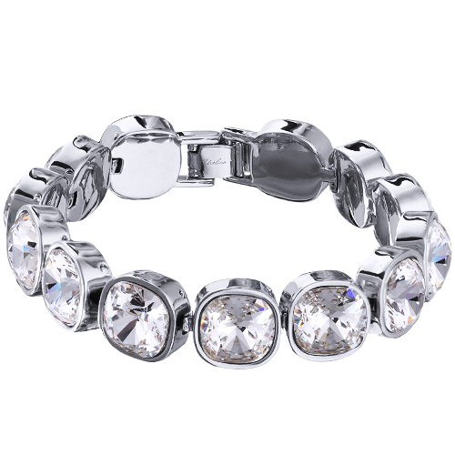 Браслет Триумф (кристаллы SW белые 10мм; покрытие родий) 17-20см