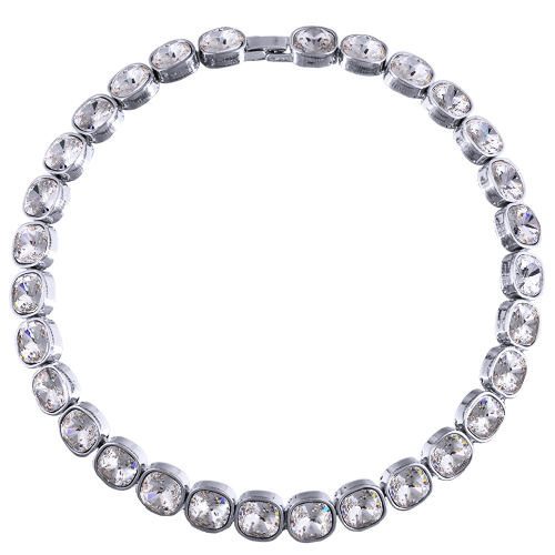 Колье Триумф (кристаллы SW белые 10мм; покрытие родий) 38-42см