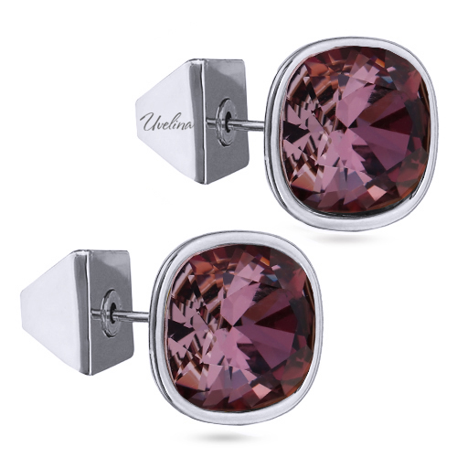 Пусеты Триумф (кристаллы SW бургунди 10мм; покрытие родий)