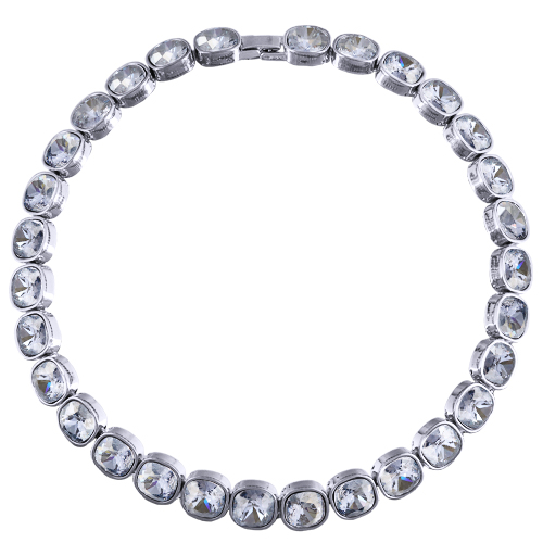Колье Триумф (кристаллы SW светло-серые 10мм; покрытие родий) 38-42см