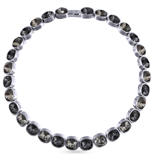 Колье Триумф (кристаллы SW серые, темно-серые 10мм; покрытие родий) 38-42см