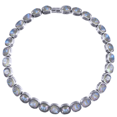 Колье Триумф (кристаллы SW серо-синие 10мм; покрытие родий) 38-42см