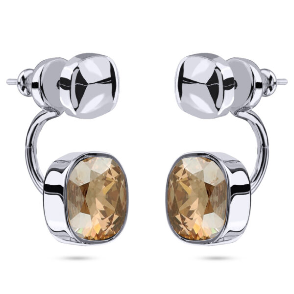Серьги Триумф (кристаллы SW дымчатый топаз 10мм; покрытие родий)