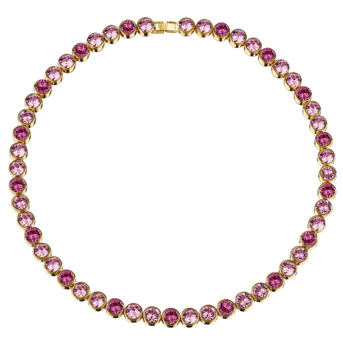 Колье Теннис (кристаллы SW розовые микс 6мм; покрытие золото) 44-49см
