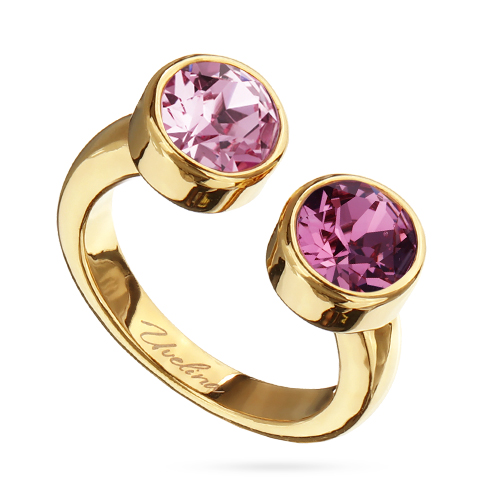 Кольцо Теннис (кристаллы SW розовые микс 6мм; покрытие золото)