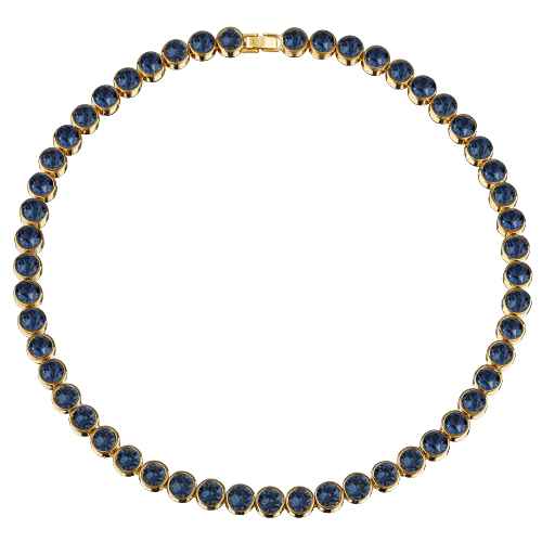Колье Теннис (кристаллы SW темно-синие 6мм; покрытие золото) 44-49см