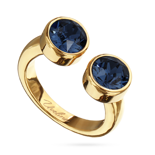 Кольцо Теннис (кристаллы SW темно-синие 6мм; покрытие золото)