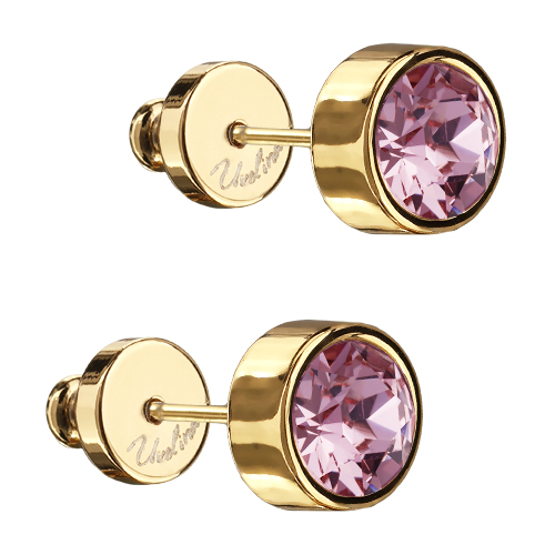 Пусеты Теннис (кристаллы SW светло-розовые 6мм; покрытие золото)