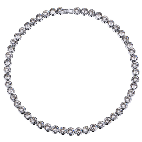 Колье Теннис (кристаллы SW белые 6мм; покрытие родий) 44-49см