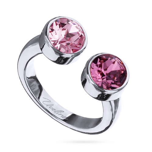 Кольцо Теннис (кристаллы SW розовые микс 6мм; покрытие родий)