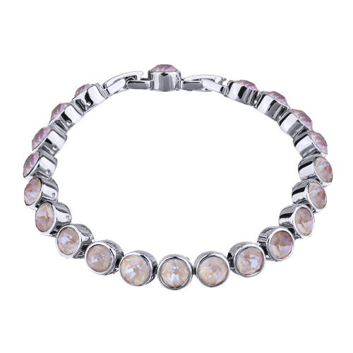 Браслет Теннис (кристаллы SW пыльная роза 6мм; покрытие родий) 18-20см