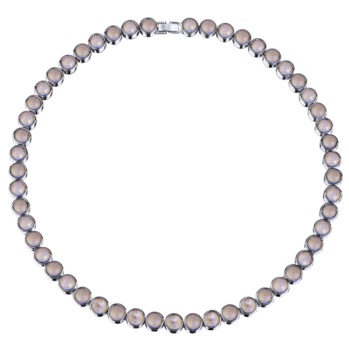 Колье Теннис (кристаллы SW пыльная роза 6мм; покрытие родий) 44-49см