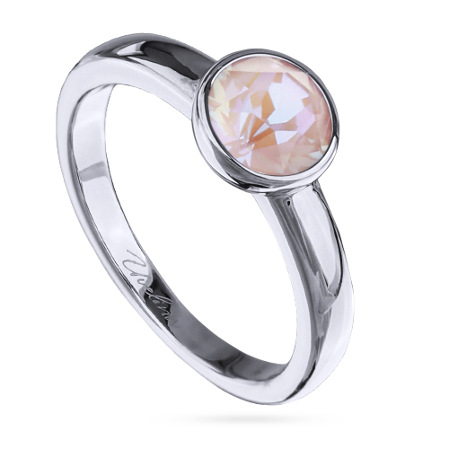 Кольцо Теннис (кристаллы SW пыльная роза 6мм; покрытие родий)