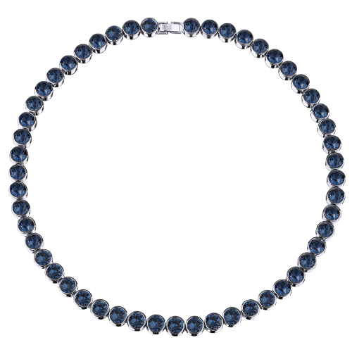 Колье Теннис (кристаллы SW темно-синие 6мм; покрытие родий) 44-49см