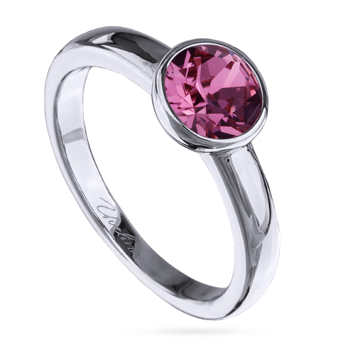 Кольцо Теннис (кристаллы SW розовые 6мм; покрытие родий)