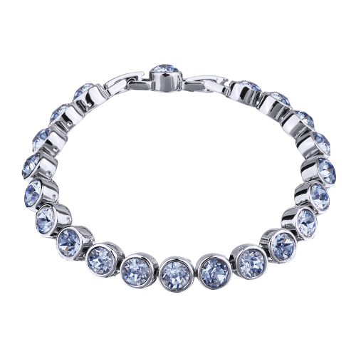 Браслет Теннис (кристаллы SW светлый сапфир 6мм; покрытие родий) 18-20см