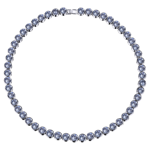 Колье Теннис (кристаллы SW светлый сапфир 6мм; покрытие родий) 44-49см