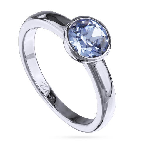 Кольцо Теннис (кристаллы SW светлый сапфир 6мм; покрытие родий)