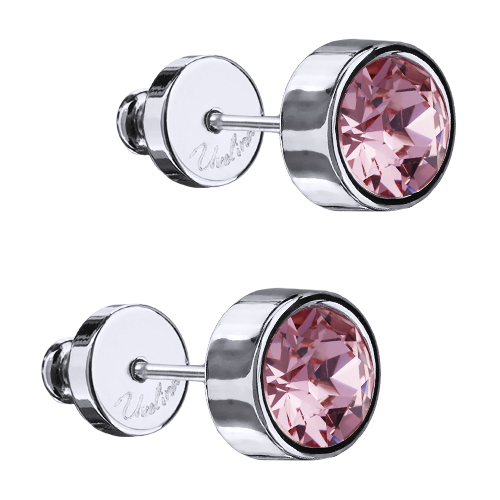 Пусеты Теннис (кристаллы SW светло-розовые 6мм; покрытие родий)