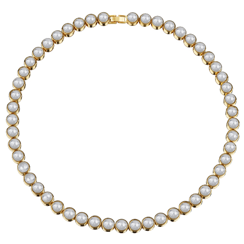 Колье Теннис (Майорка белая 6мм; покрытие золото) 44-49см